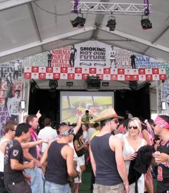 Smoking not our future stage banner recycled into tote bags by recycled.co.nz